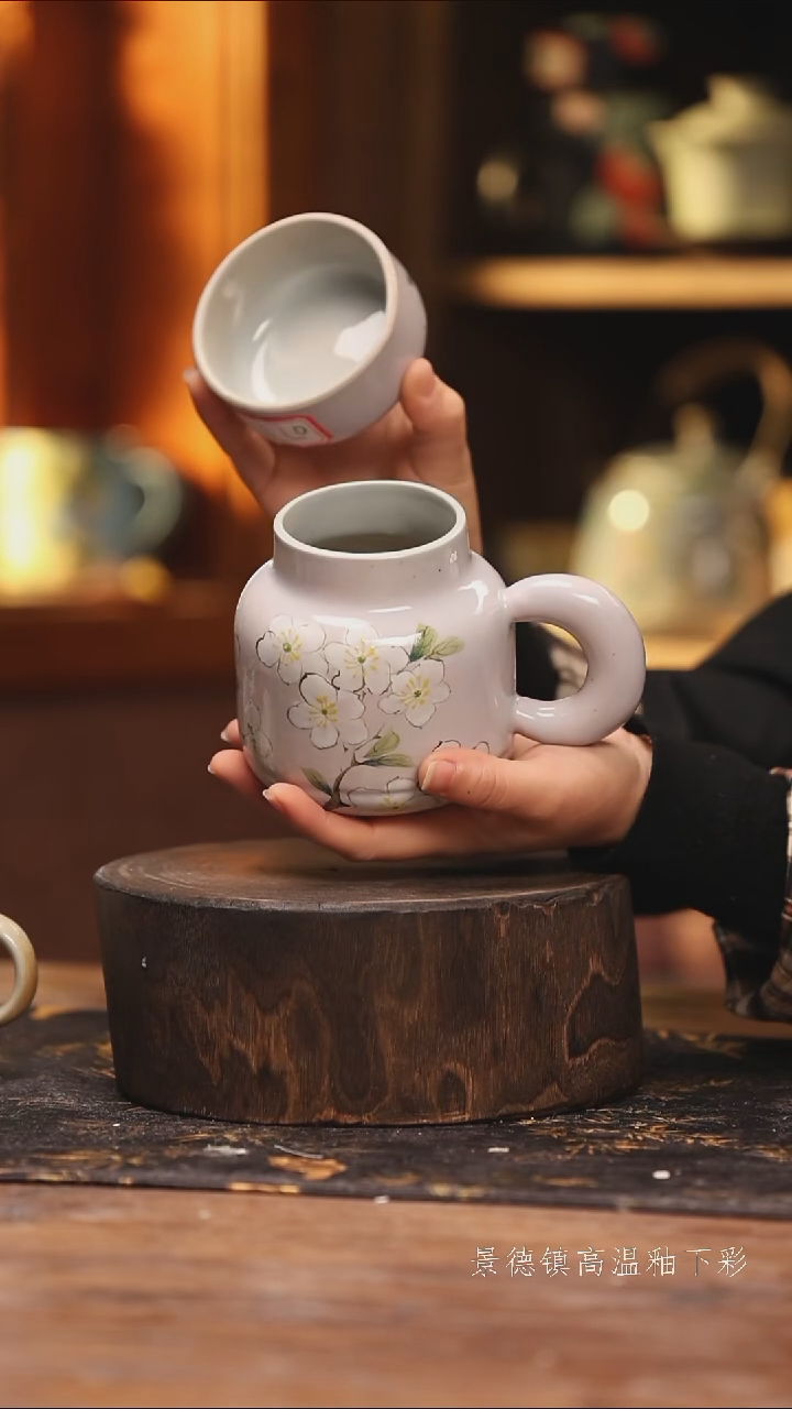 陶瓷景德镇高温釉下手绘陶瓷@L077@