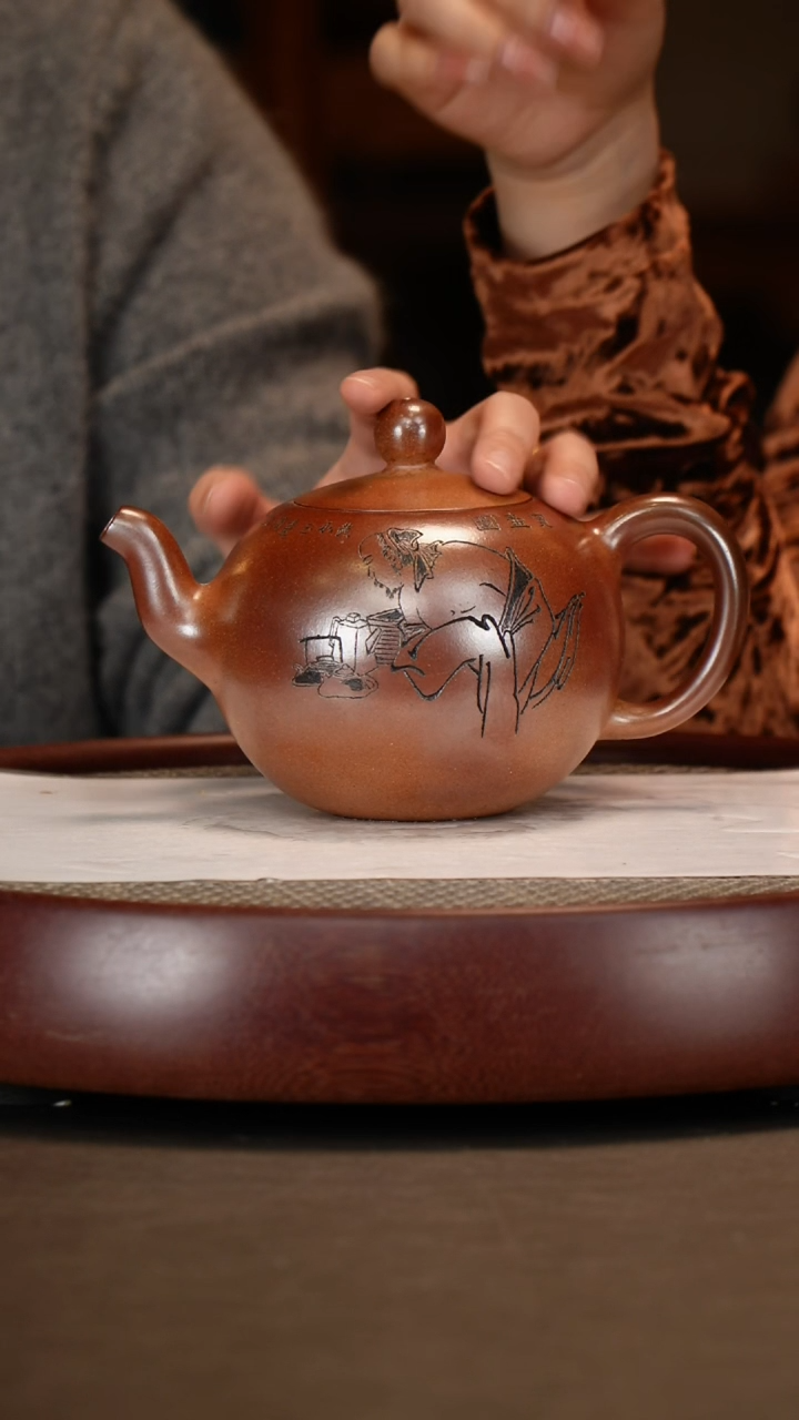 【闪购商品】紫砂茶壶复兴一粒珠+邵德华画+杯