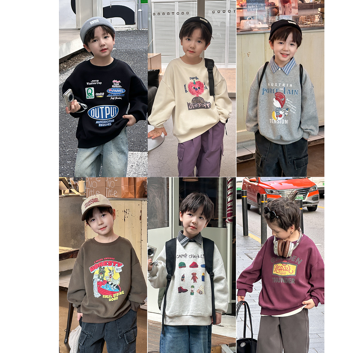 【依妈家】现货+儿童可爱卡通秋款卫衣男女童圆领BOBO上衣潮 24X116
