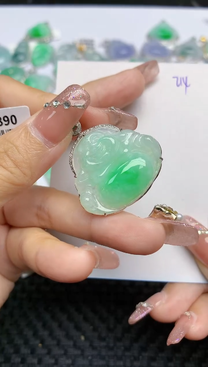 【闪购商品】翡翠颈饰18K金镶嵌天然A货翡翠 214