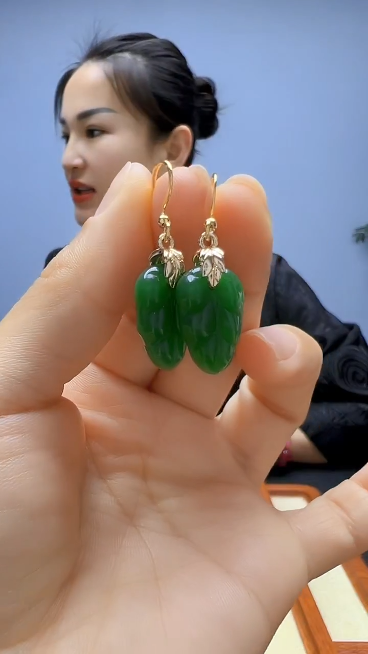 非金属珐琅非金属无高货diy劲饰叶子耳钩