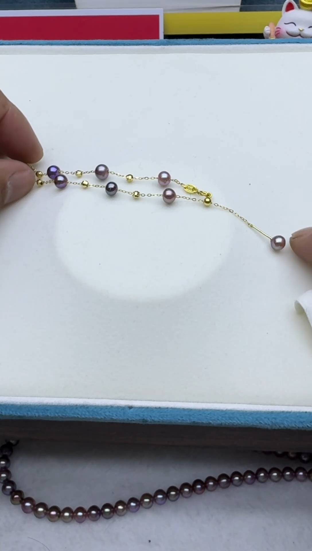 银S925镶嵌手链淡水珍珠满天星手链