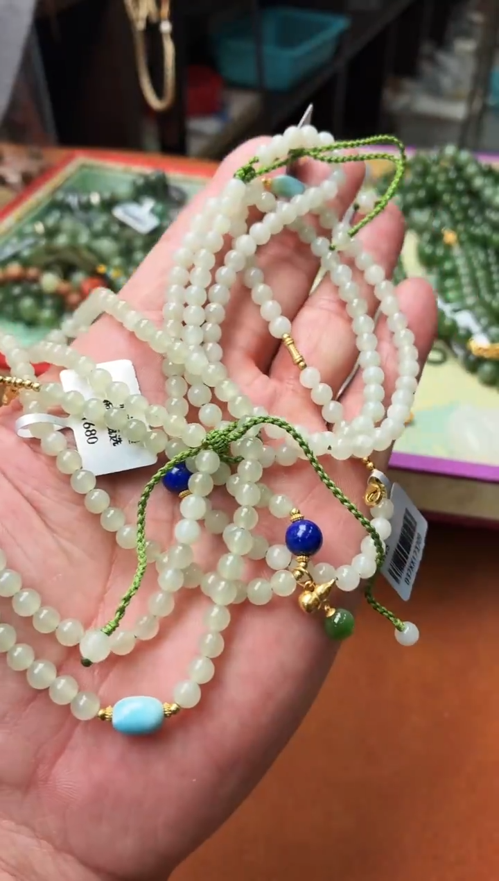 项链银S925镶嵌和田玉E97