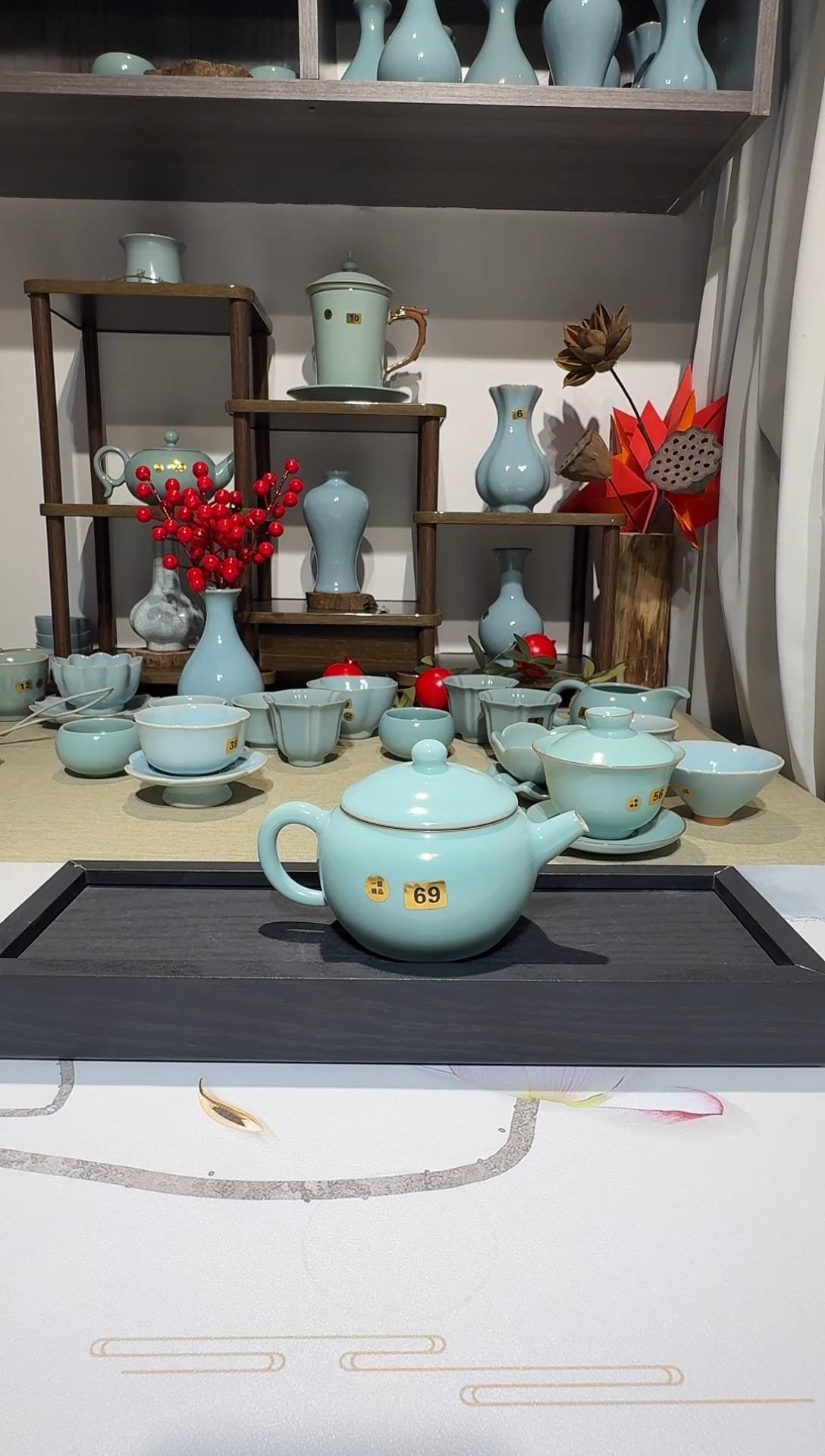 壶69 明珠壶 缥碧釉 大开片 一级精品*