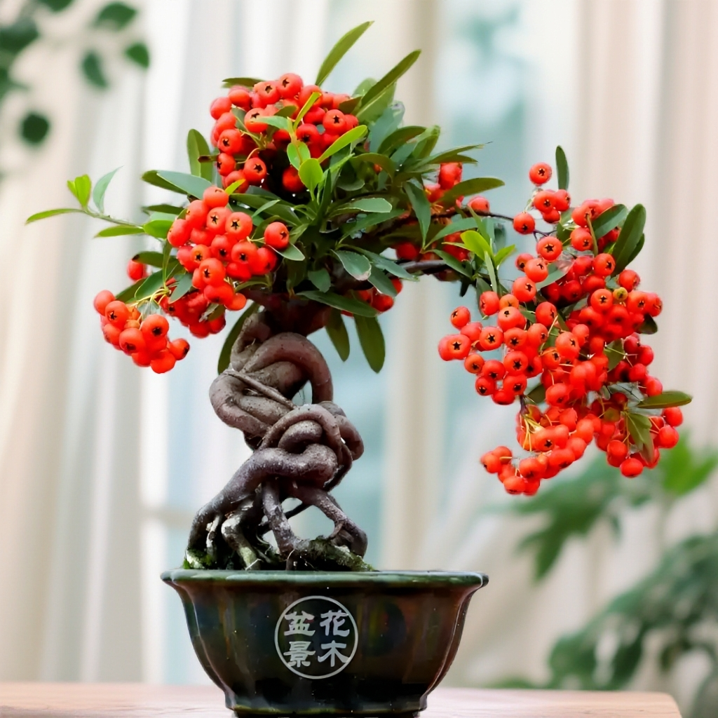 火棘盆景老桩观花观果手掌盆景小品耐寒耐热适合室内阳台庭院养殖