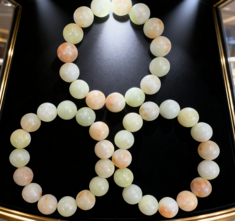 纯天然岫玉上品黄白带俏色卡14M手串多样性发货随机发其一 A15