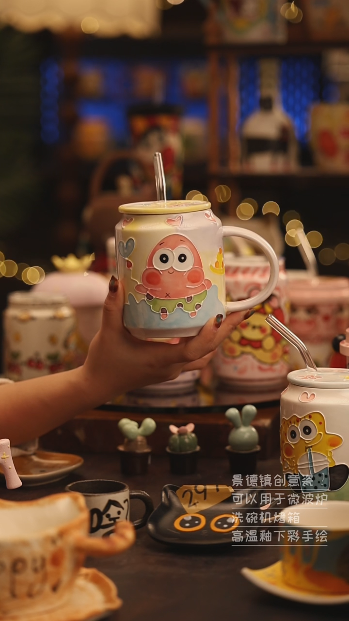 陶瓷景德镇可爱陶瓷釉下彩绘设计师款