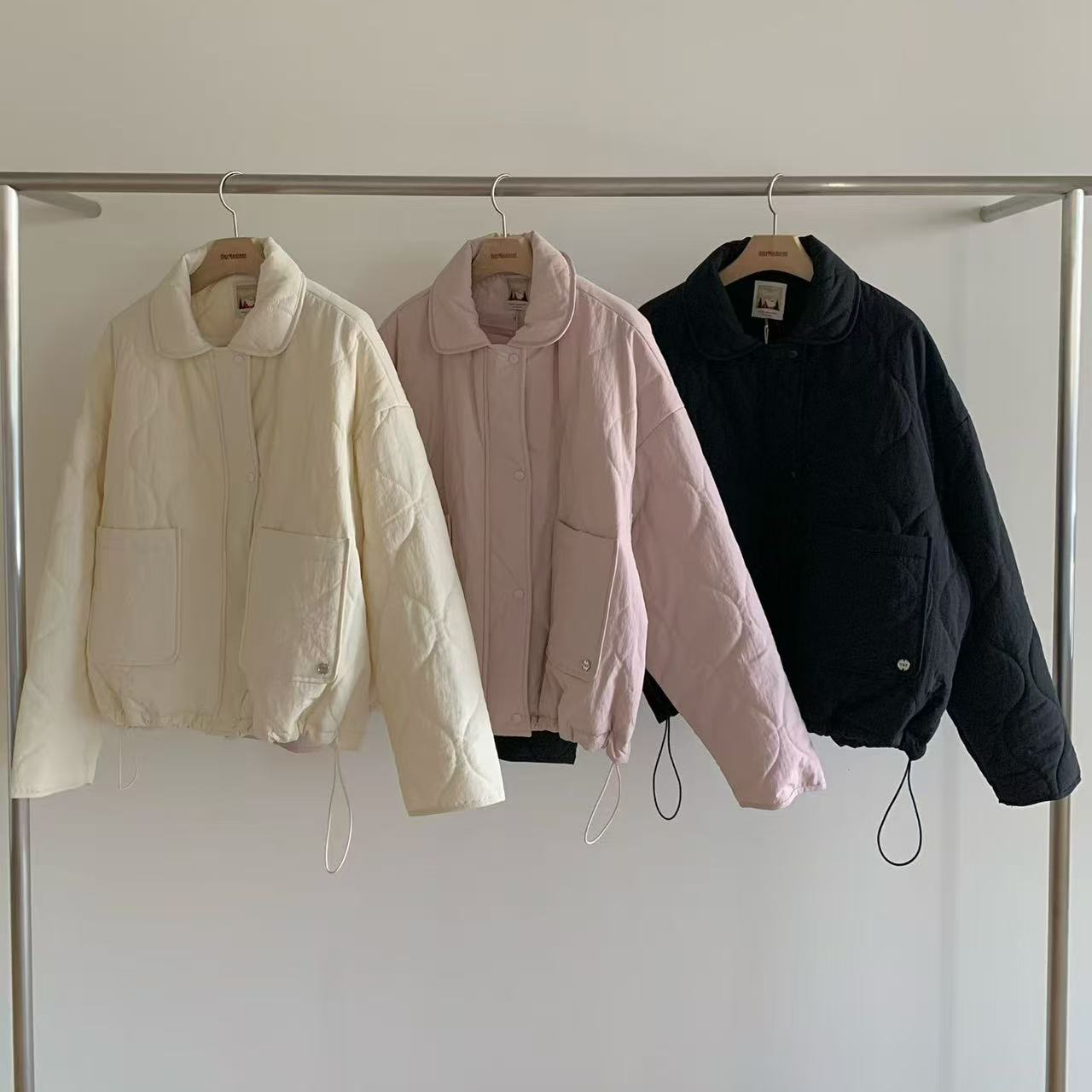 【小晴】东大门OUR家韩系减龄翻领菱格抽绳棉服外套 NO退NO退换!!!