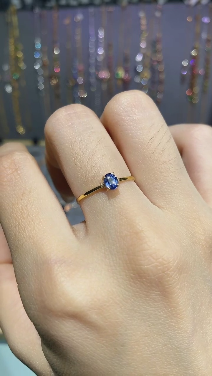 【闪购商品】蓝宝石戒指18K金镶嵌戒指
