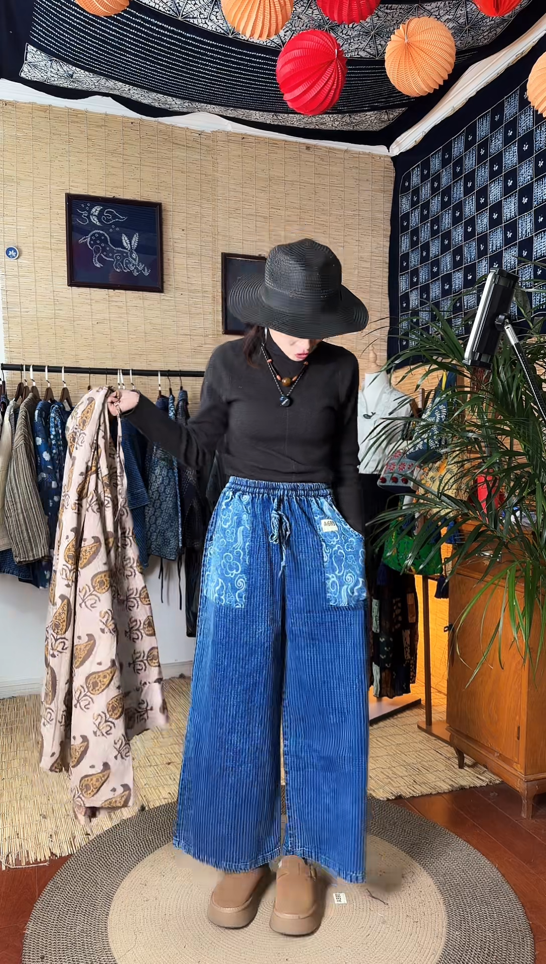 【闪购商品】设计师款蓝染阔腿裤