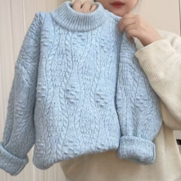 女童秋冬加厚保暖毛衣2025新款慵懒风儿童洋气软糯宝宝百搭针织衫