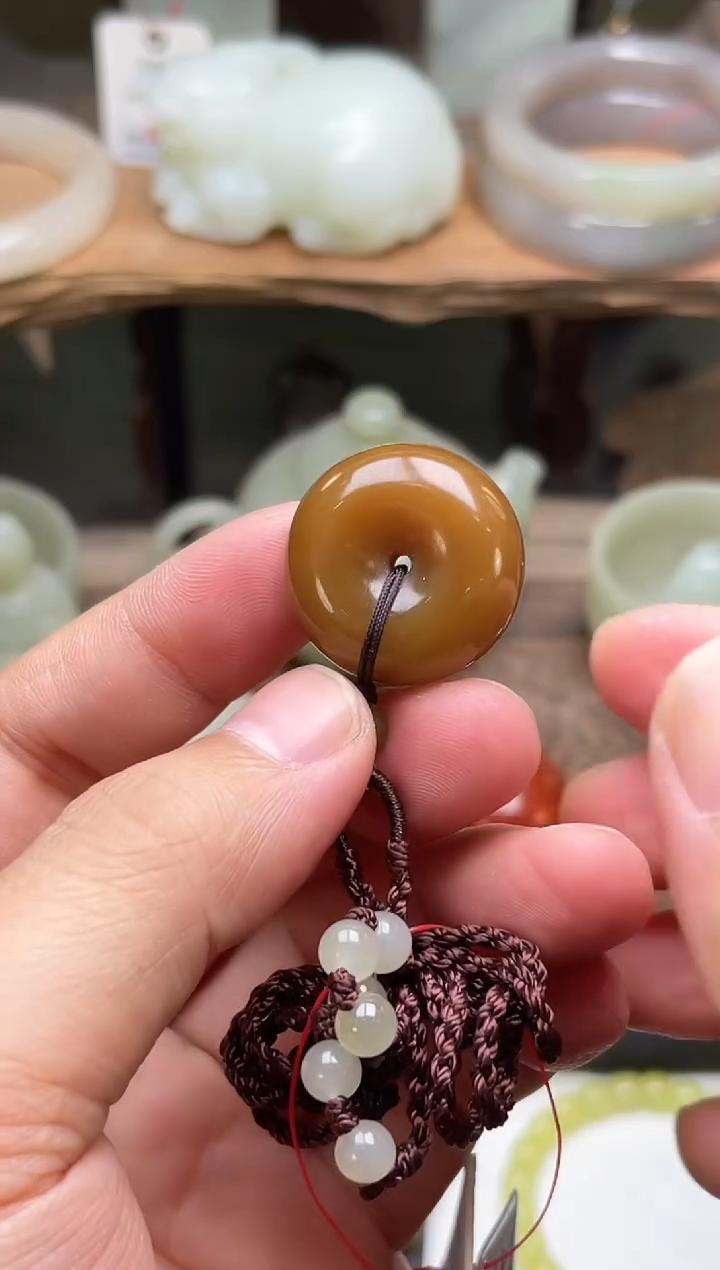 和田玉未镶嵌吊坠且末金山糖 平安扣 9007847