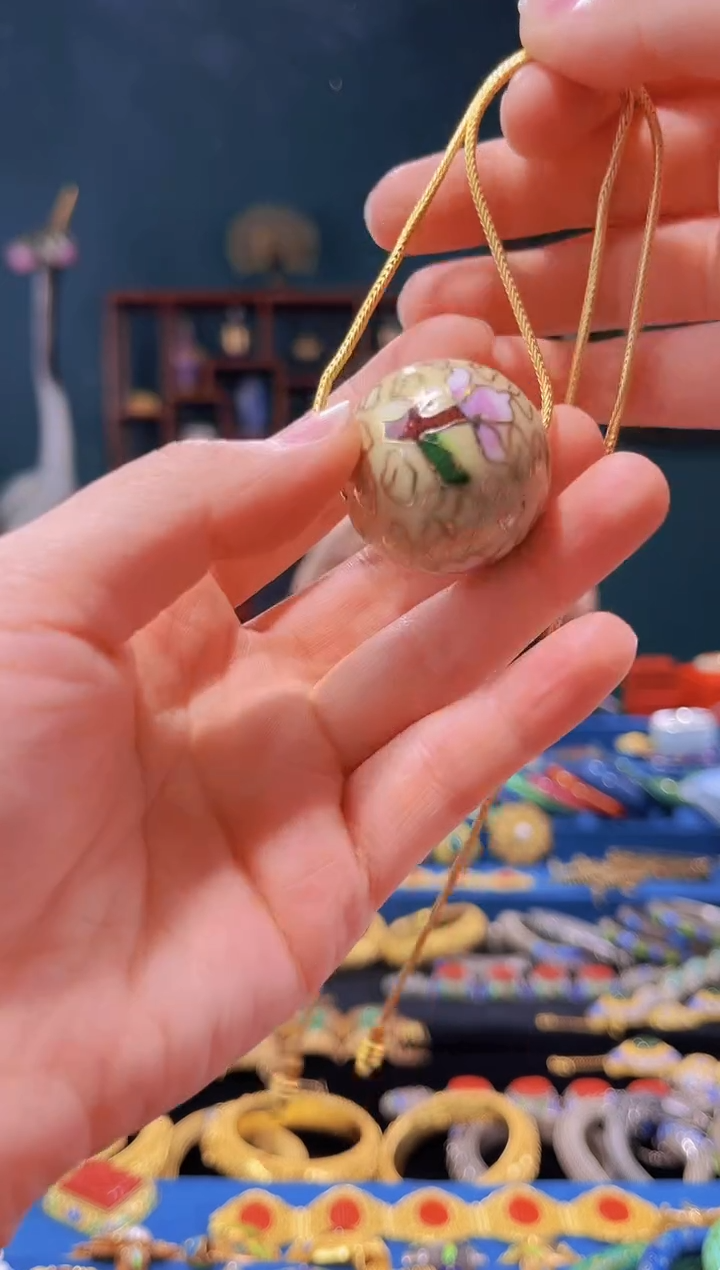 【闪购商品】景泰蓝3.0大珠子+链子 米色