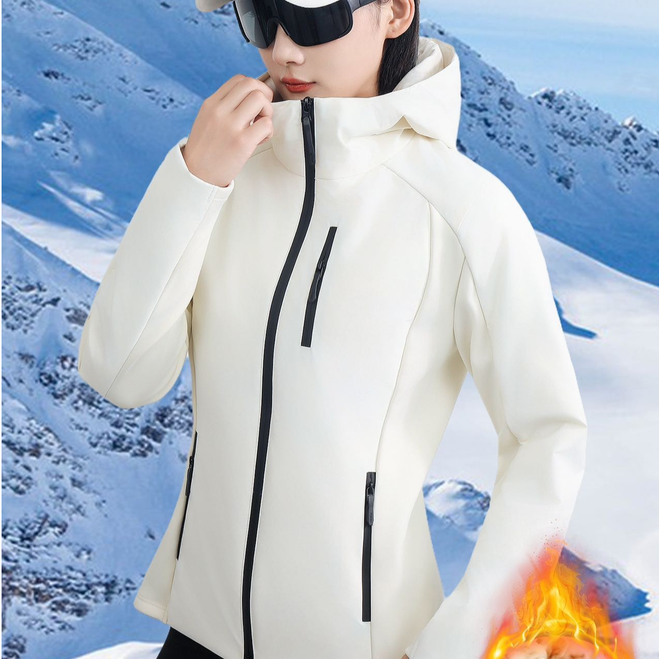 【大福专属】小腰精鹅绒软壳连帽三防修身保暖外套6606