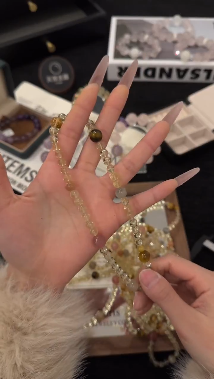 未镶嵌手链水晶黄水晶双圈x3365