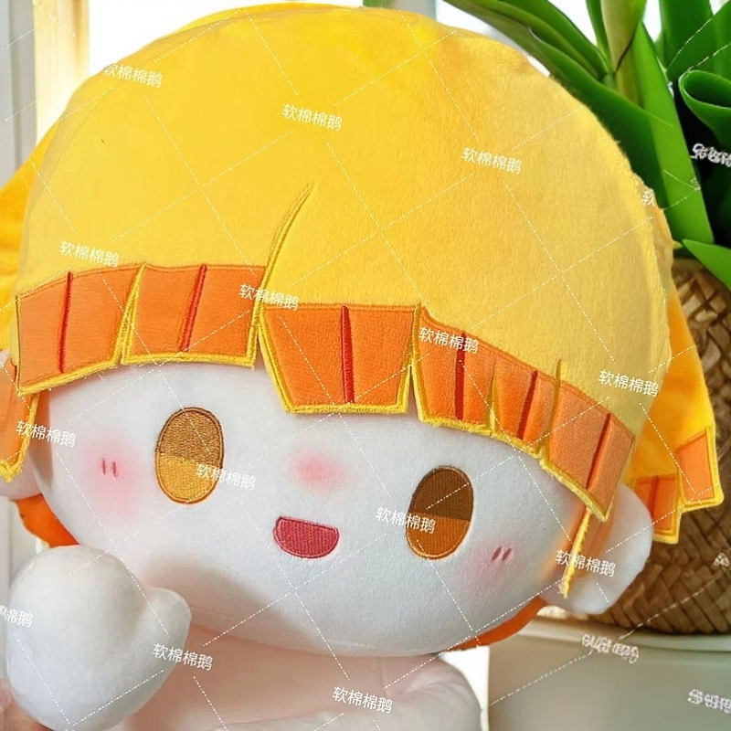 原创动漫鬼灭之刃同人动漫周边我妻善逸属性40cm棉花娃娃玩偶公仔