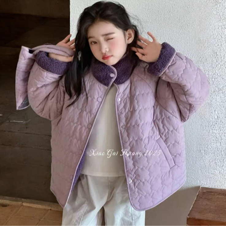 【双面穿】女童冬季摇粒绒立领棉服女宝宝休闲百搭洋气保暖外套