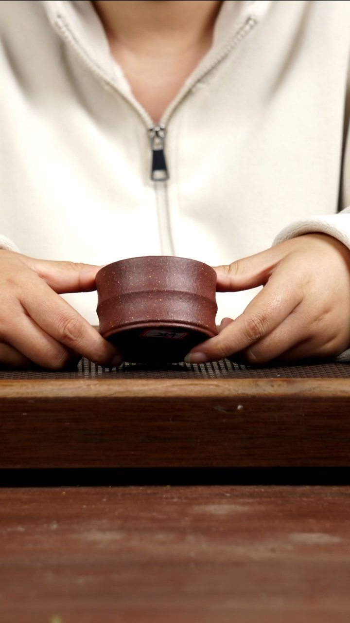 茶壶紫砂紫桃花竹节杯130CC