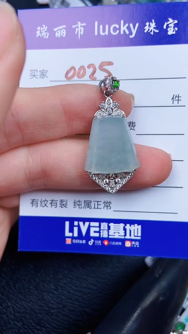 颈饰银S925镶嵌翡翠0025