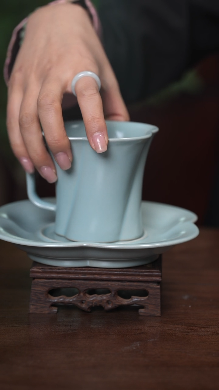 【闪购商品】清凉寺原产地仿古釉手工汝瓷咖啡杯