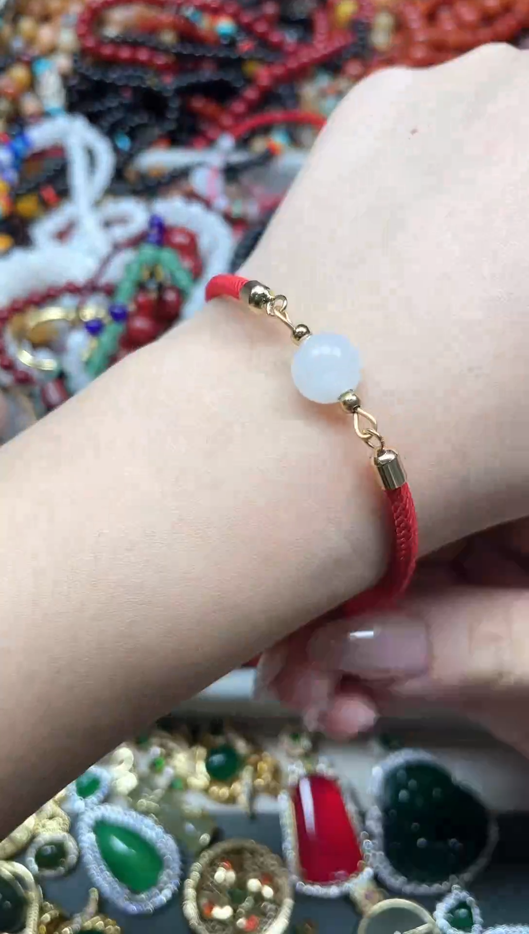 未镶嵌手绳石英质玉（金丝玉）多样性发货拍一发一