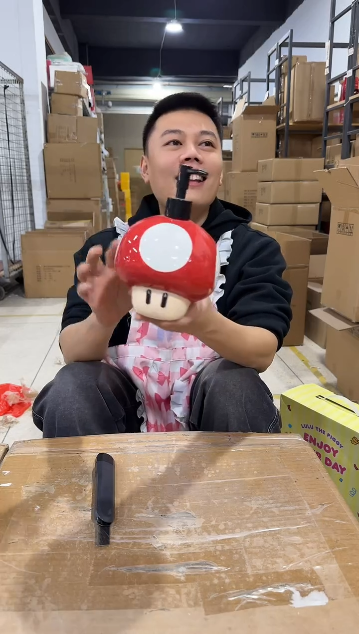 瓷片蘑菇按压瓶 