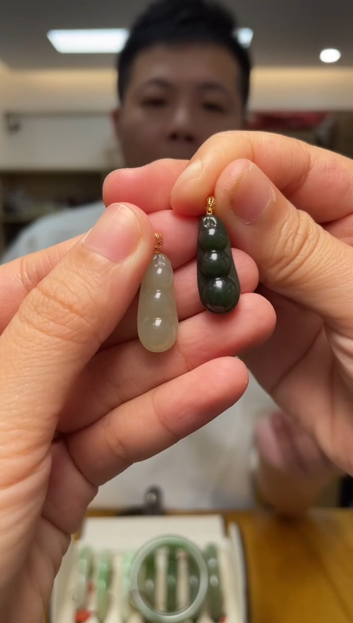 和田玉18K金镶嵌颈饰（多样性单个发货）