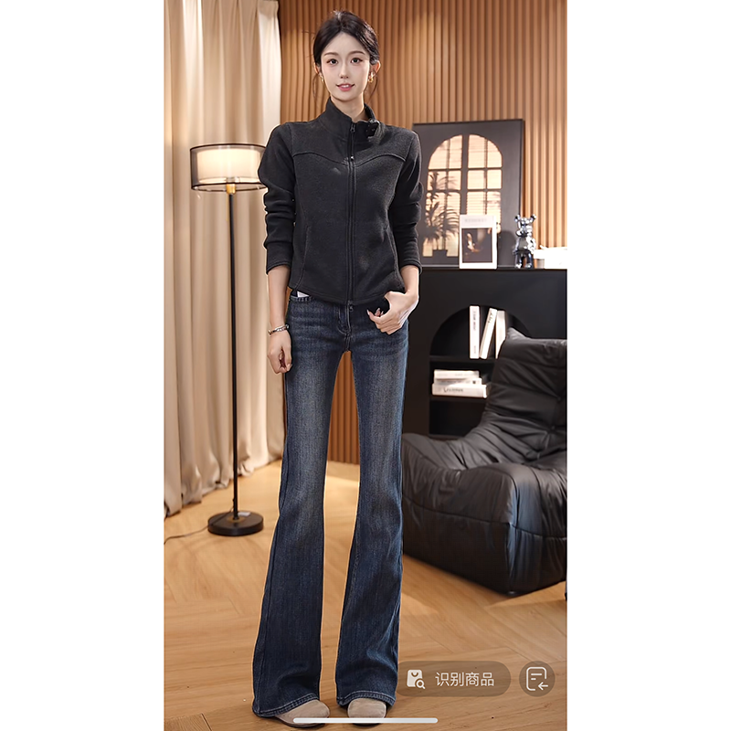 【LULU定制】秋冬加绒提臀微喇牛仔裤2025新款修身时尚有弹早秋穿搭