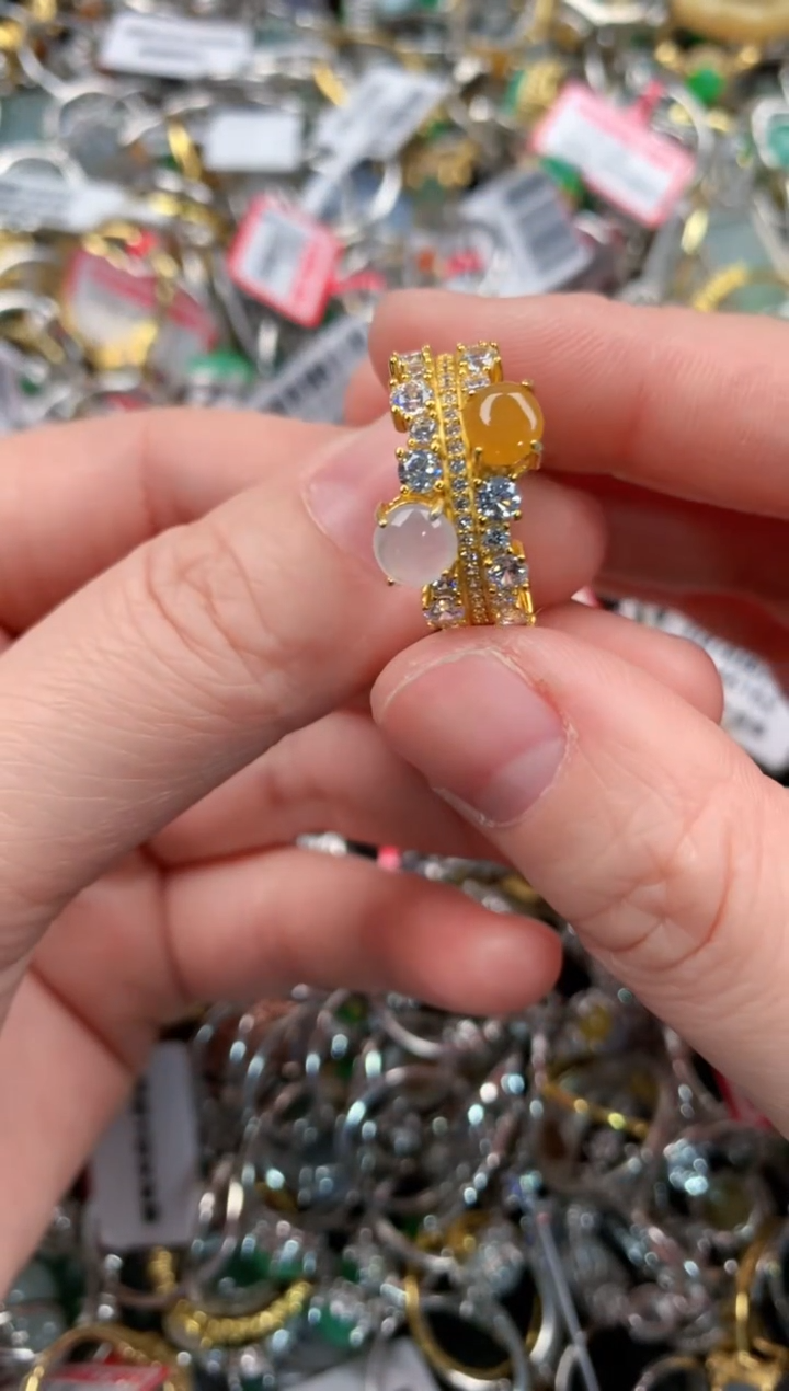 银S925镶嵌戒指翡翠444   4