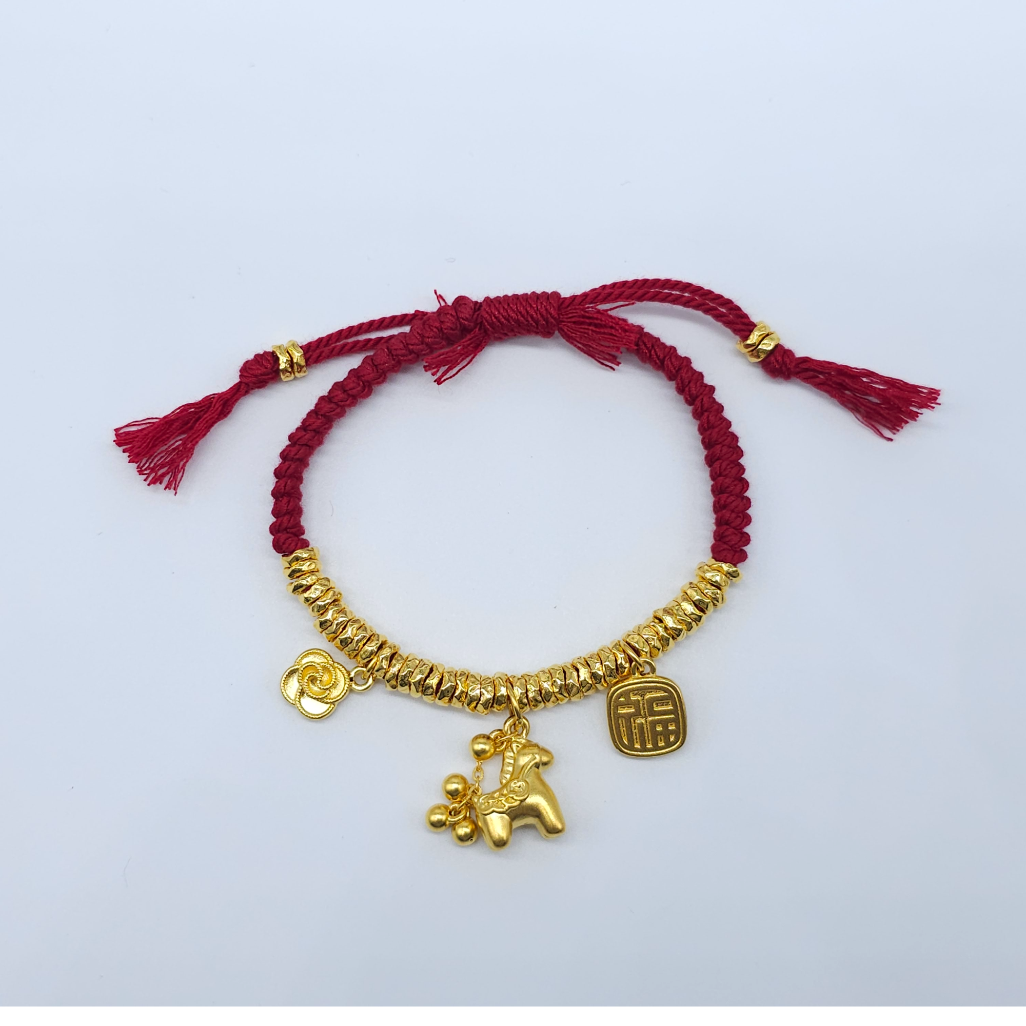 明牌珠宝楼哥甄选足金999 盘缠红绳 手绳 多样性发货