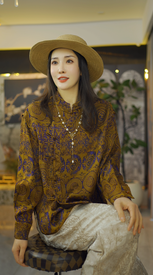 （瑞祥）国风老钱风复古提花上衣新中式