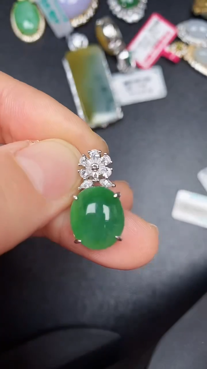 银S925镶嵌戒指翡翠3720