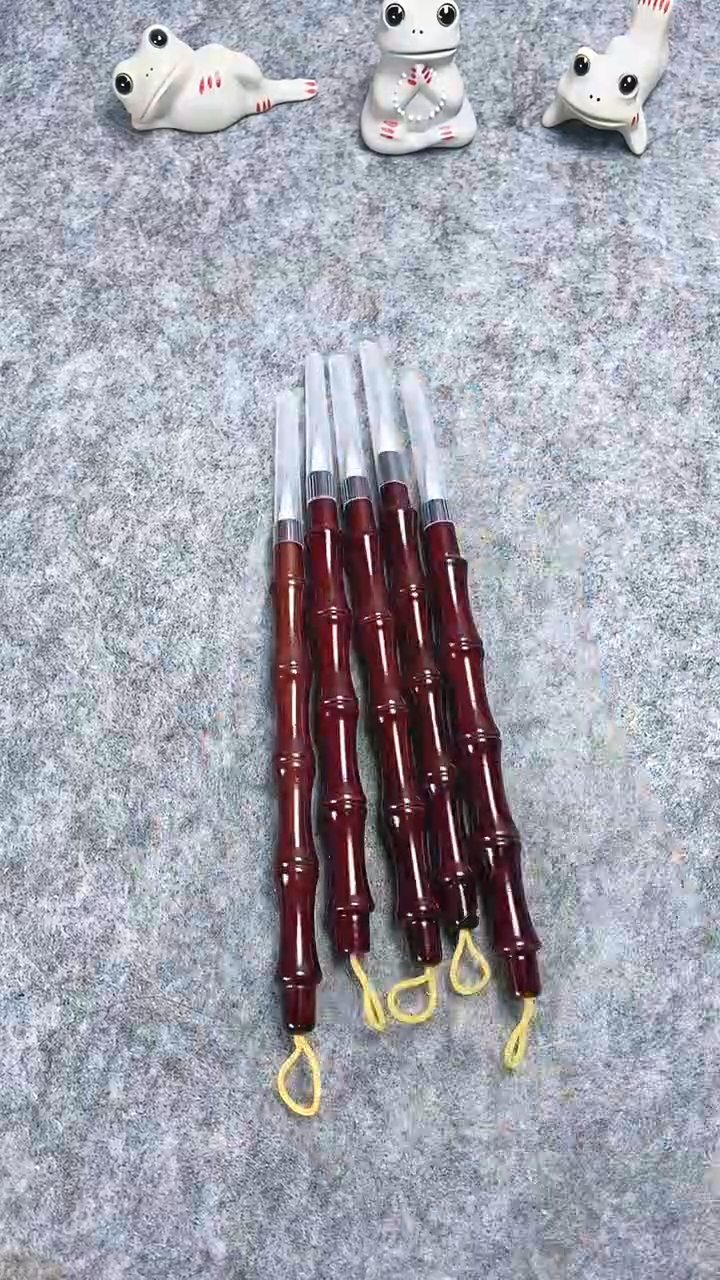 红木竹节兼毫小楷毛笔五支