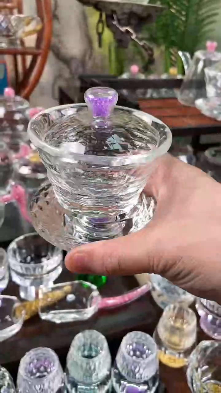 【闪购商品】紫色水晶盖碗压制款