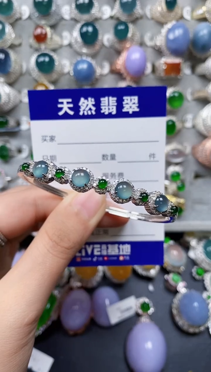 【闪购商品】翡翠手镯银S925镶嵌0273