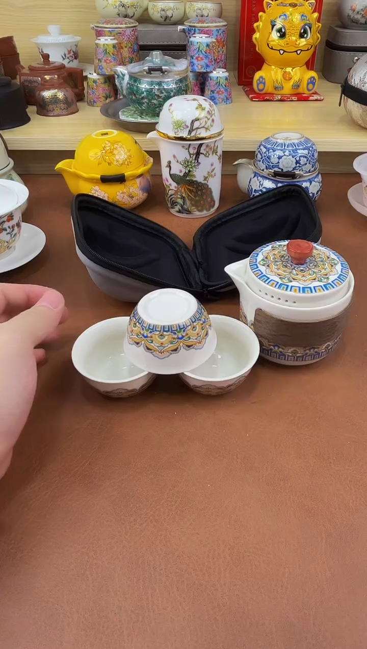 陶瓷茶具摆件旅行套组