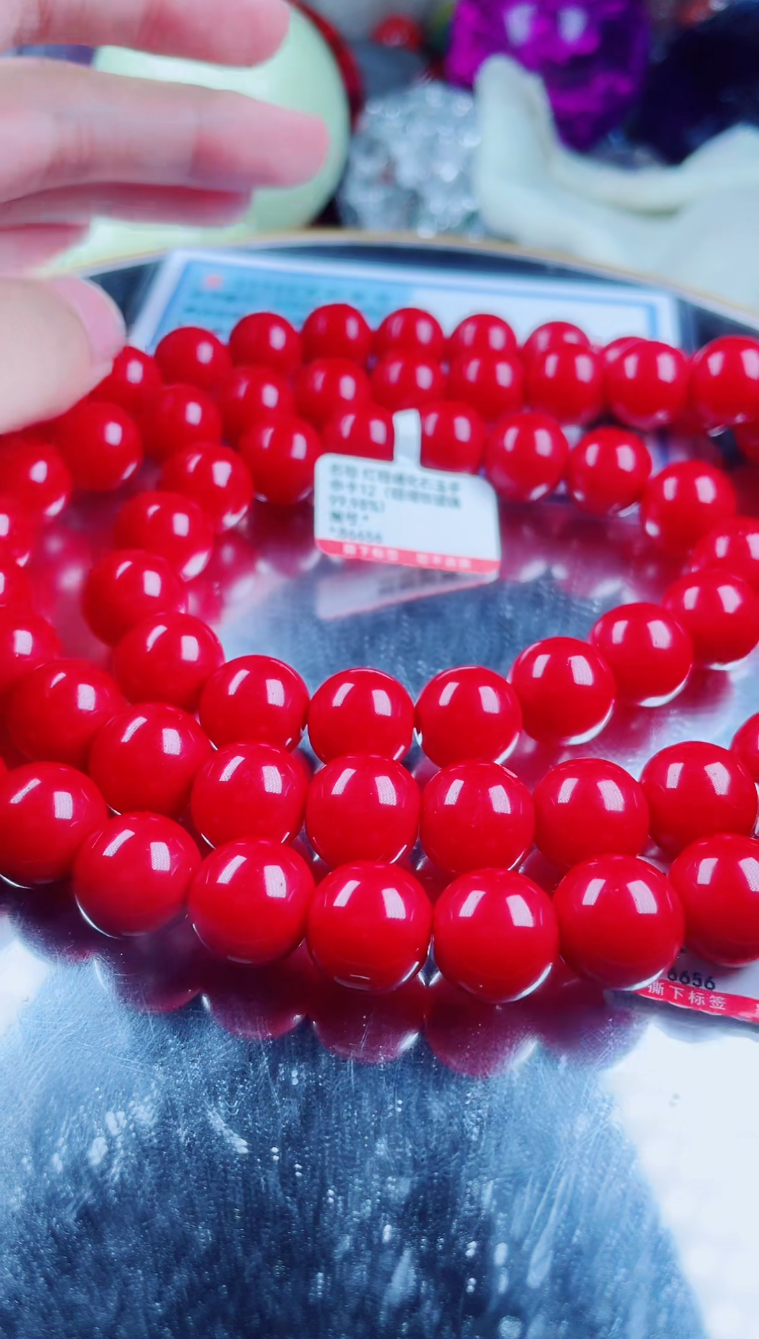 硅化珊瑚（珊瑚玉）未镶嵌颈饰红珊瑚项链套装卡12