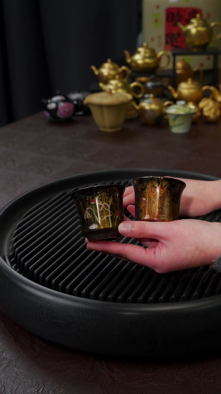 【闪购商品】杯【宜景窑大漆鎏金】2只杯子20