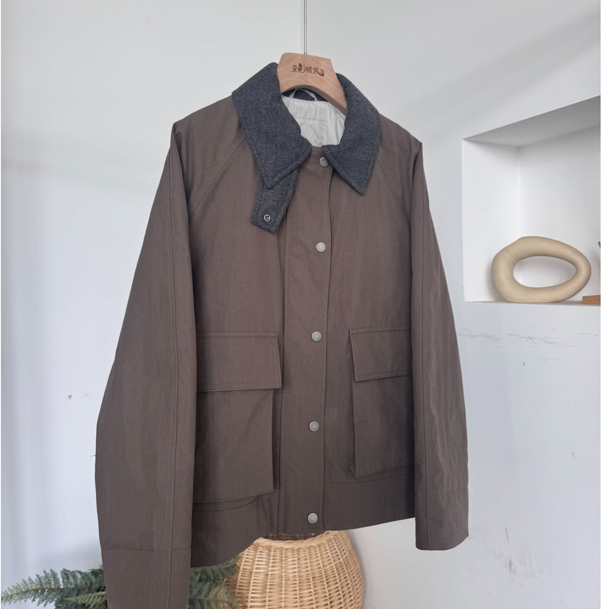 027拼接领工装棉服