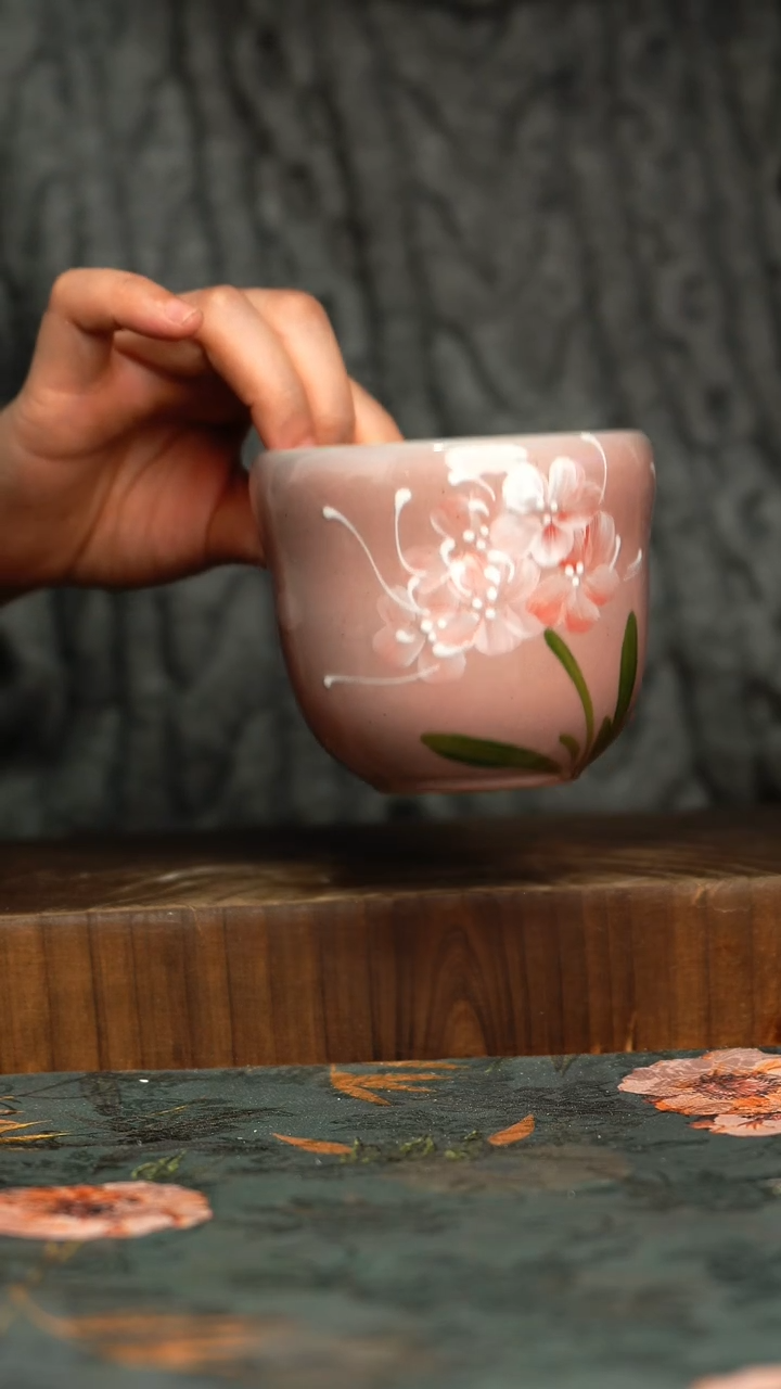 杯釉下彩手工手绘同款陶器