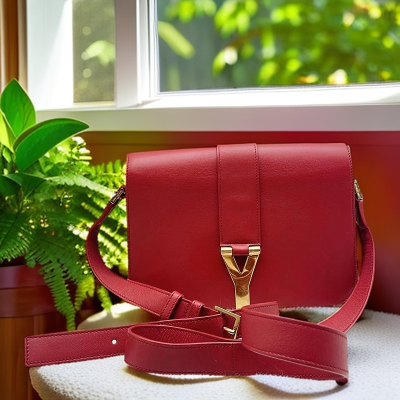 95新 YSL/圣罗兰 红色圣罗兰斜挎包 1151 9254 