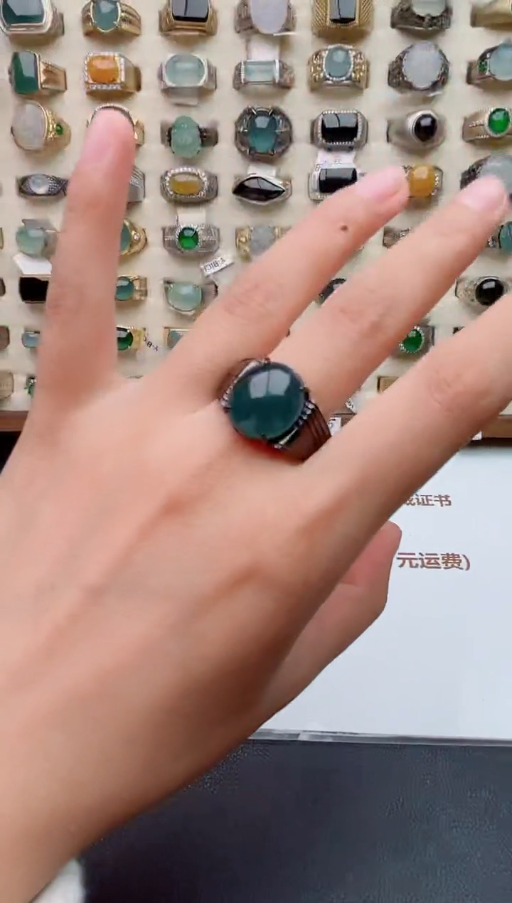 翡翠戒指未镶嵌天然翡翠男戒