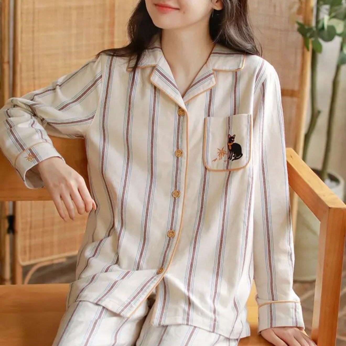 【条纹黑豹-情侣款】 2025秋冬新款潮牌长袖纯棉质居家服睡衣