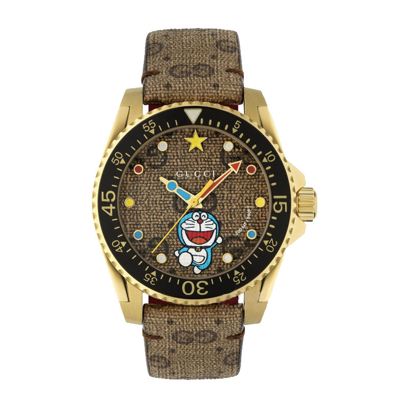 【安靖专属】GUCCI古驰Dive系哆啦A梦联名款黑色40MM石英表YA136335