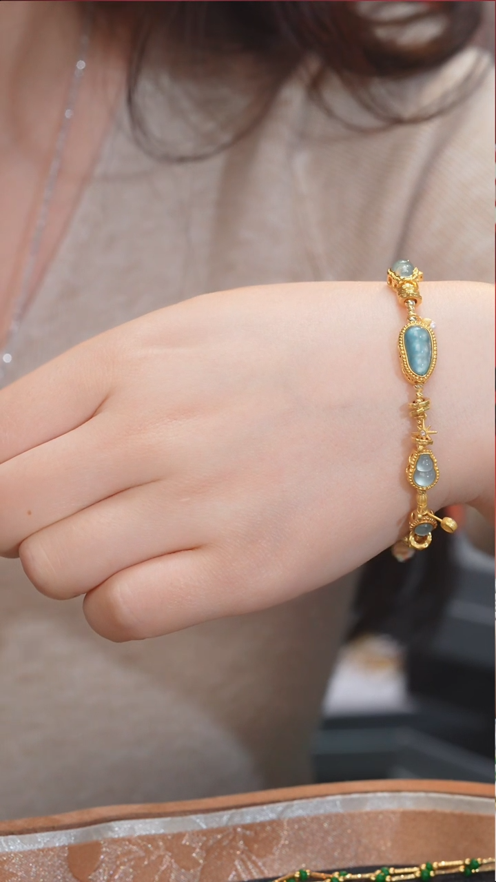 【闪购商品】翡翠手链18K金镶嵌多样性发@@N5960