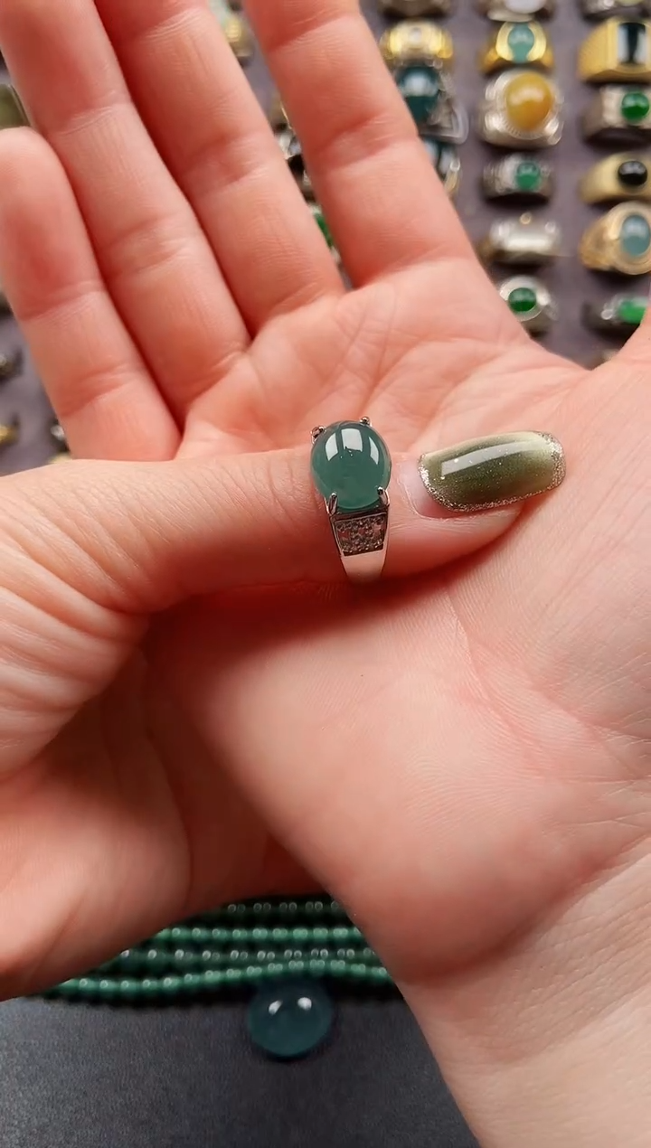 未镶嵌戒指翡翠甜*圈纯天然A货翡翠男戒