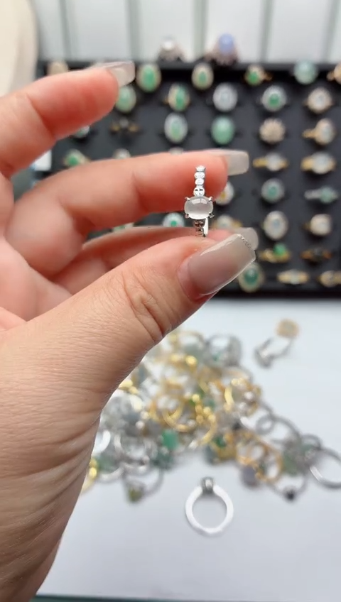 银S925镶嵌戒指翡翠.