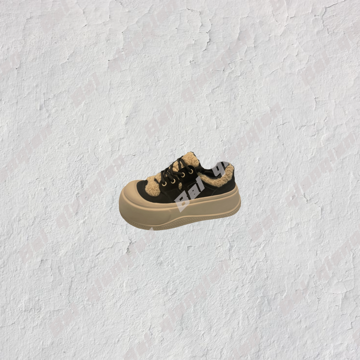 80-330 丑萌大头面包加绒女鞋 冬款大头厚底休闲运动鞋  