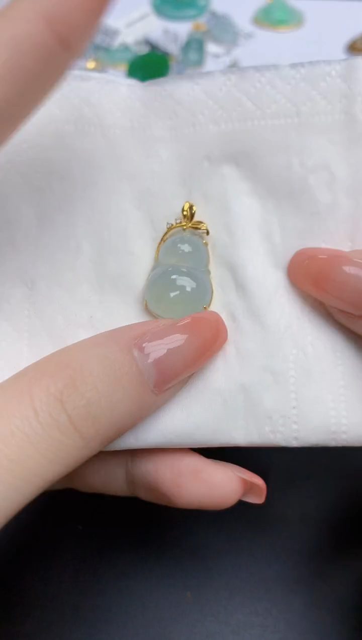 【闪购商品】翡翠颈饰18K金镶嵌天然缅甸翡翠A货