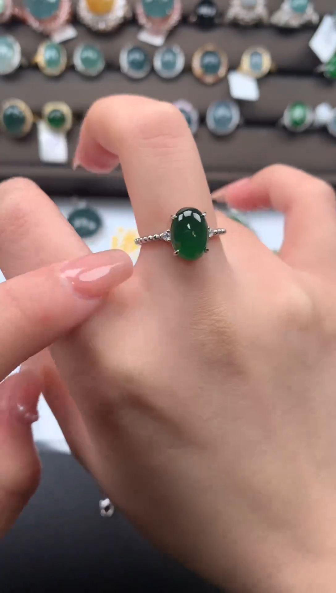 【闪购商品】翡翠戒指银S925镶嵌521124